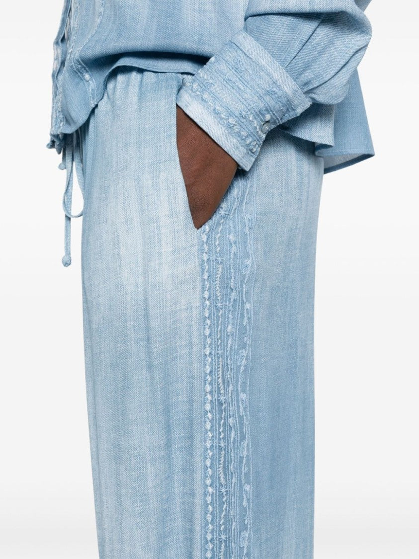 Ermanno Scervino Dart-Detailing Trousers With Embroidered Motif