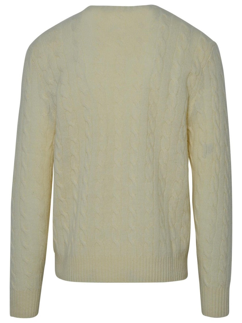 Polo Ralph Lauren Cream Pony Cable-Knit Wool Sweater