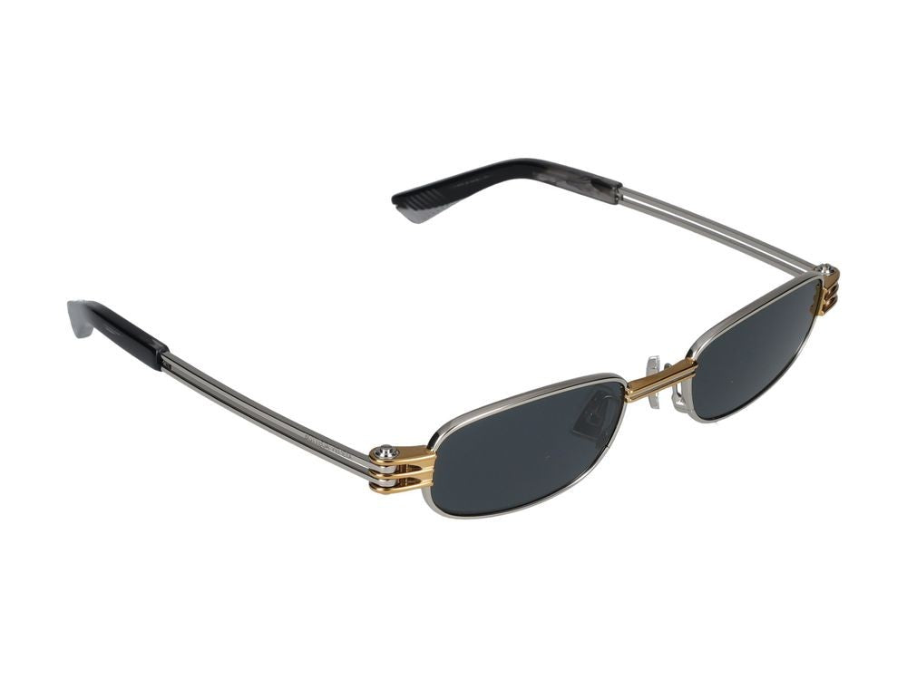 Bottega Veneta Silver Rectangular Metal Frame Sunglasses