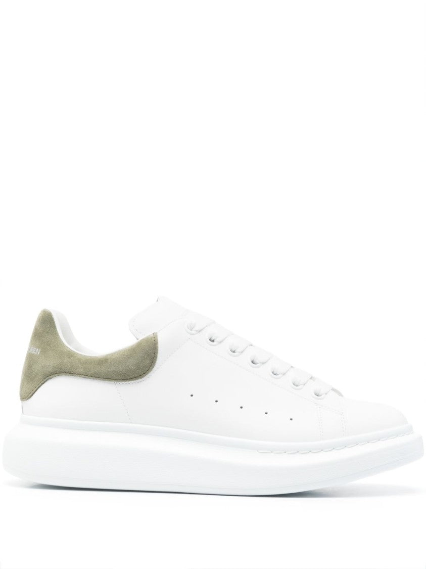 Alexander Mcqueen White Leather Sneakers With Suede Accent
