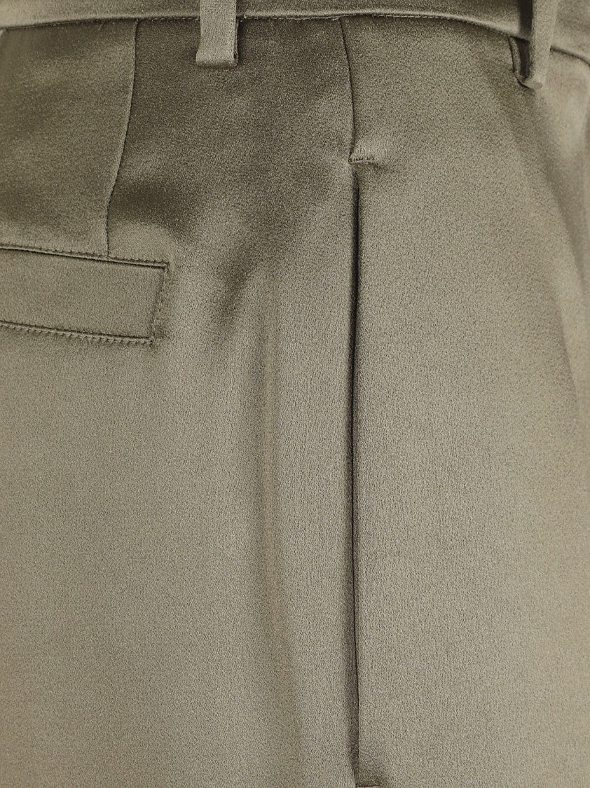 Dries Van Noten High-Waisted Green Trousers With Straight-Leg Silhouette