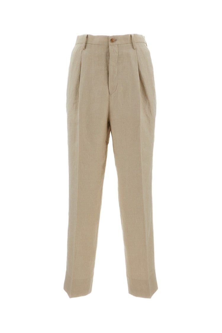 Kaptain Sunshine Beige Straight-Leg Trousers With Pleats And Elegant Finish