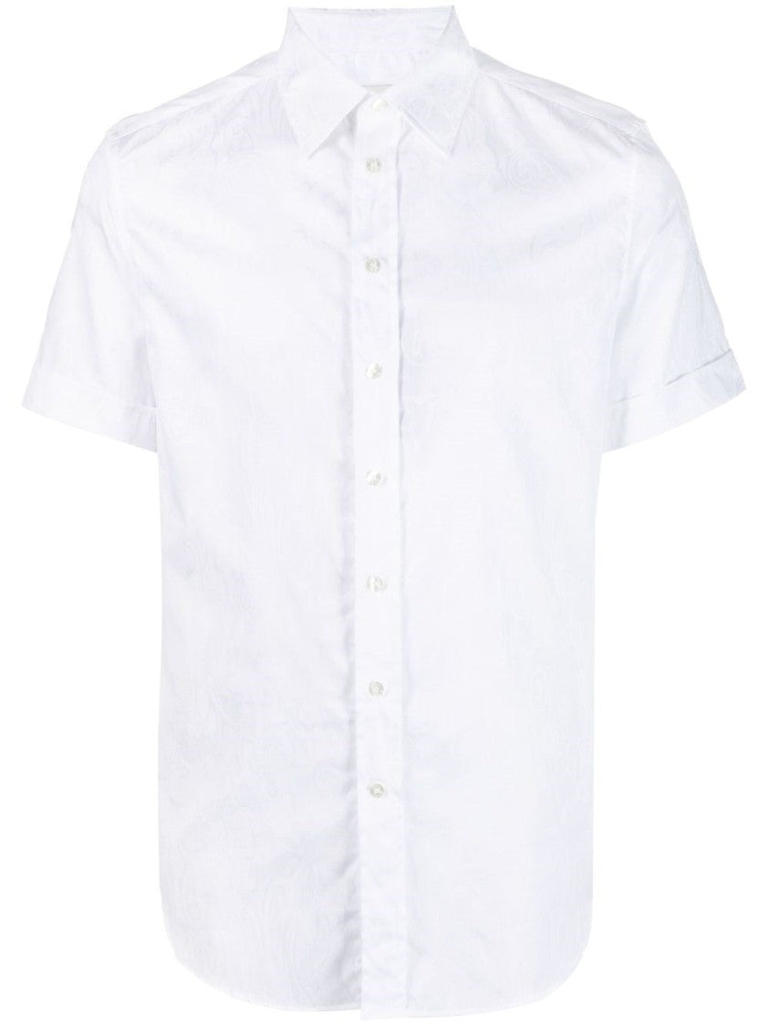 Etro Short Sleeve White Shirt With Classic Collar
