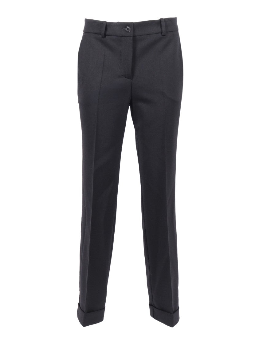 P.A.R.O.S.H. Tailored Black Trousers With Classic Waistband And Subtle Cuff