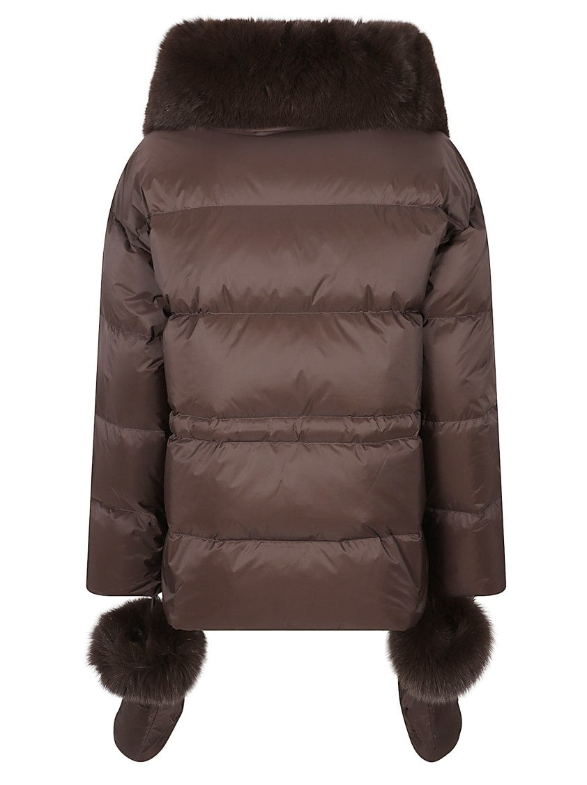 Yves Salomon Short Puffer Coat With Plush Fur Details