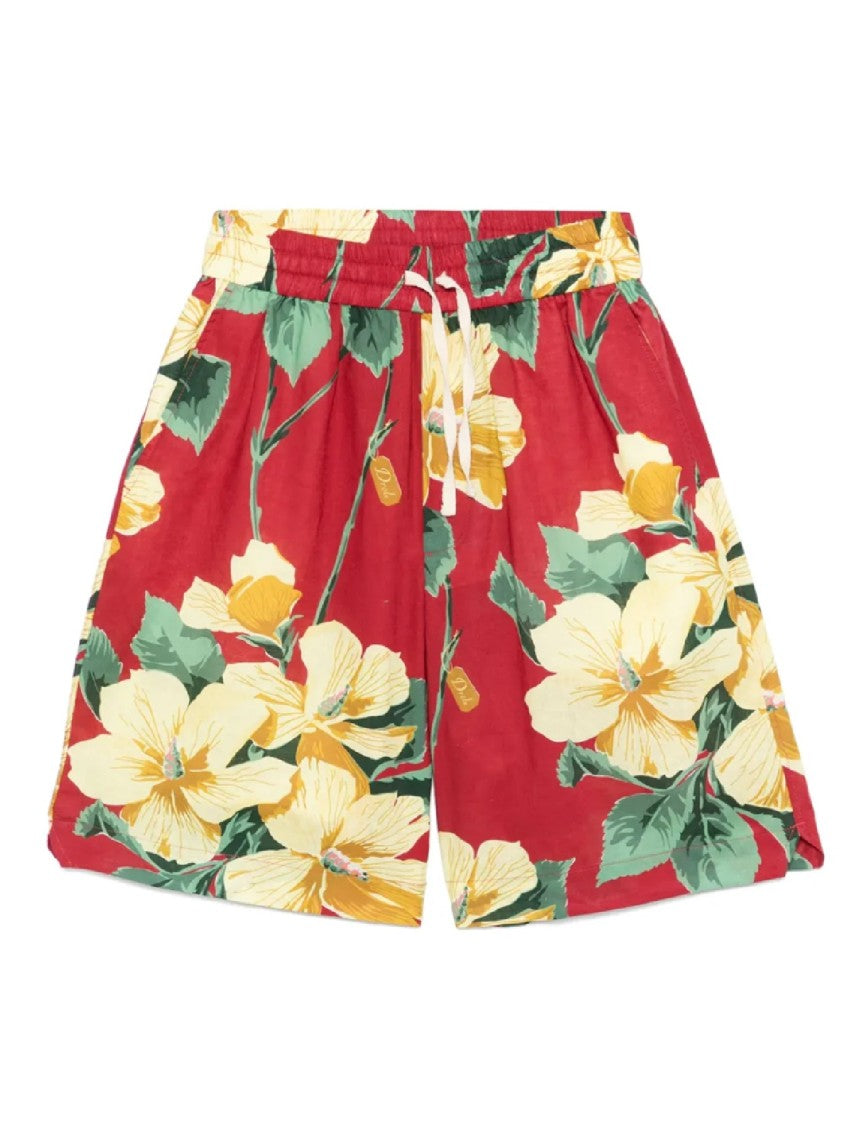 Drôle De Monsieur Floral Print Shorts With Elastic Waistband