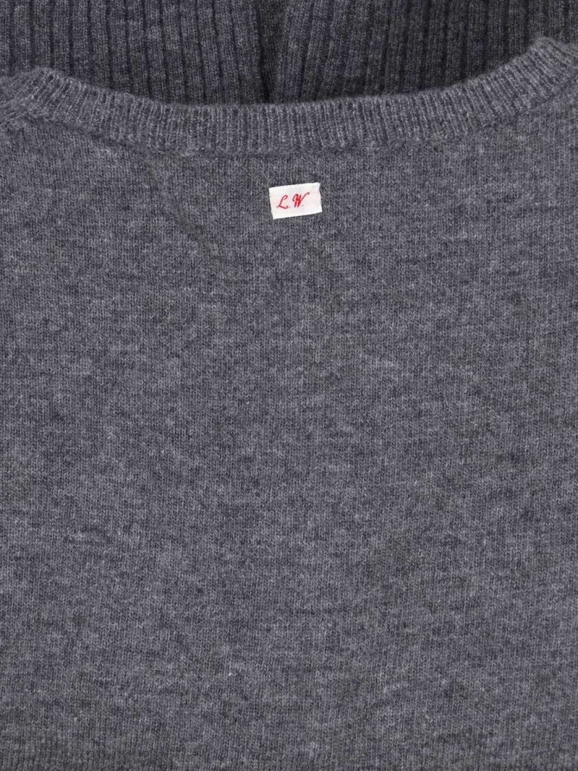 Low Classic Grey Cropped Round-Neck Wool Cardigan