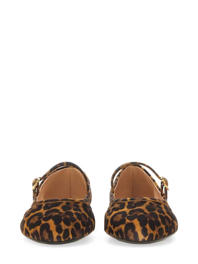 Gianvito Rossi Leopard Animalier Print Buckle Flats