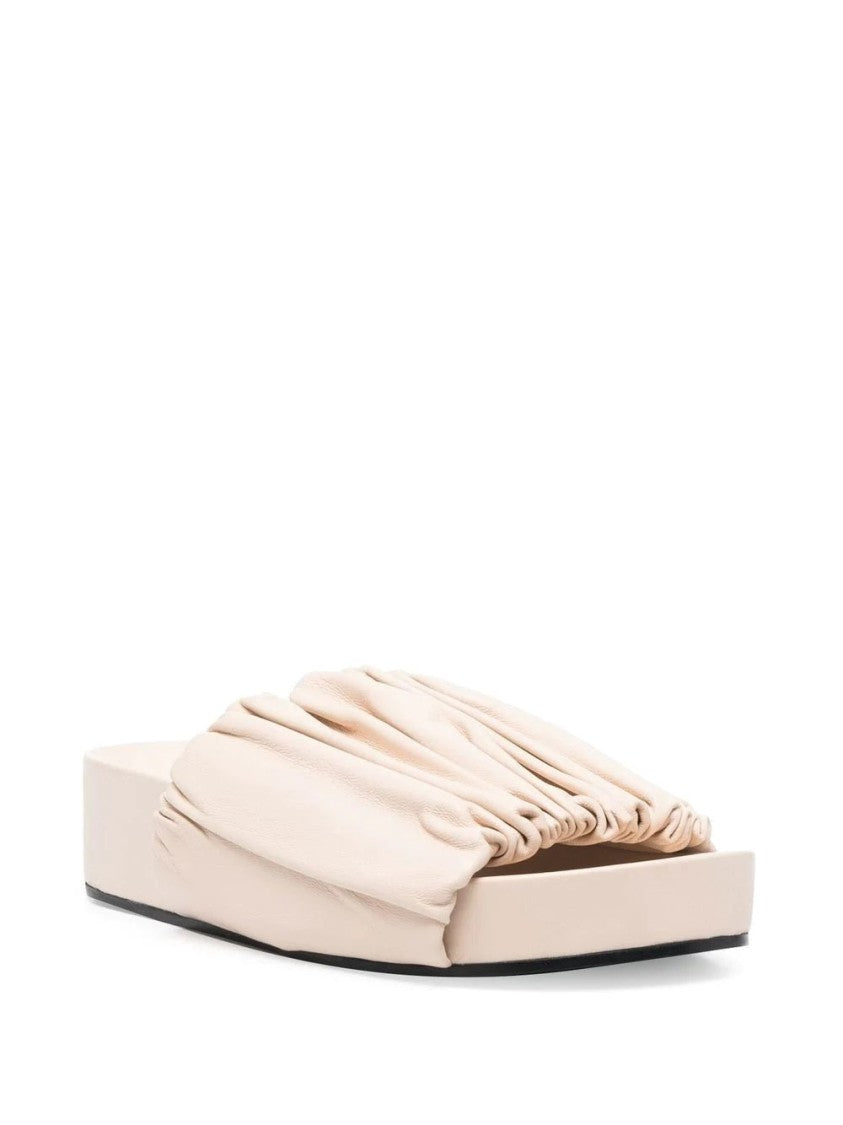 Jil Sander Gathered Texture Open Sandals With Platform Sole
