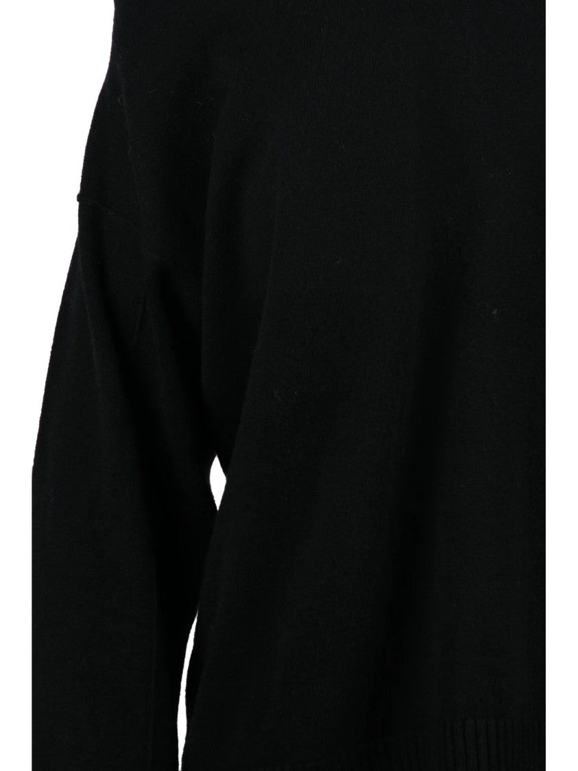 Alpha Studio Asymmetrical Black Wool Sweater With Modern Cutout