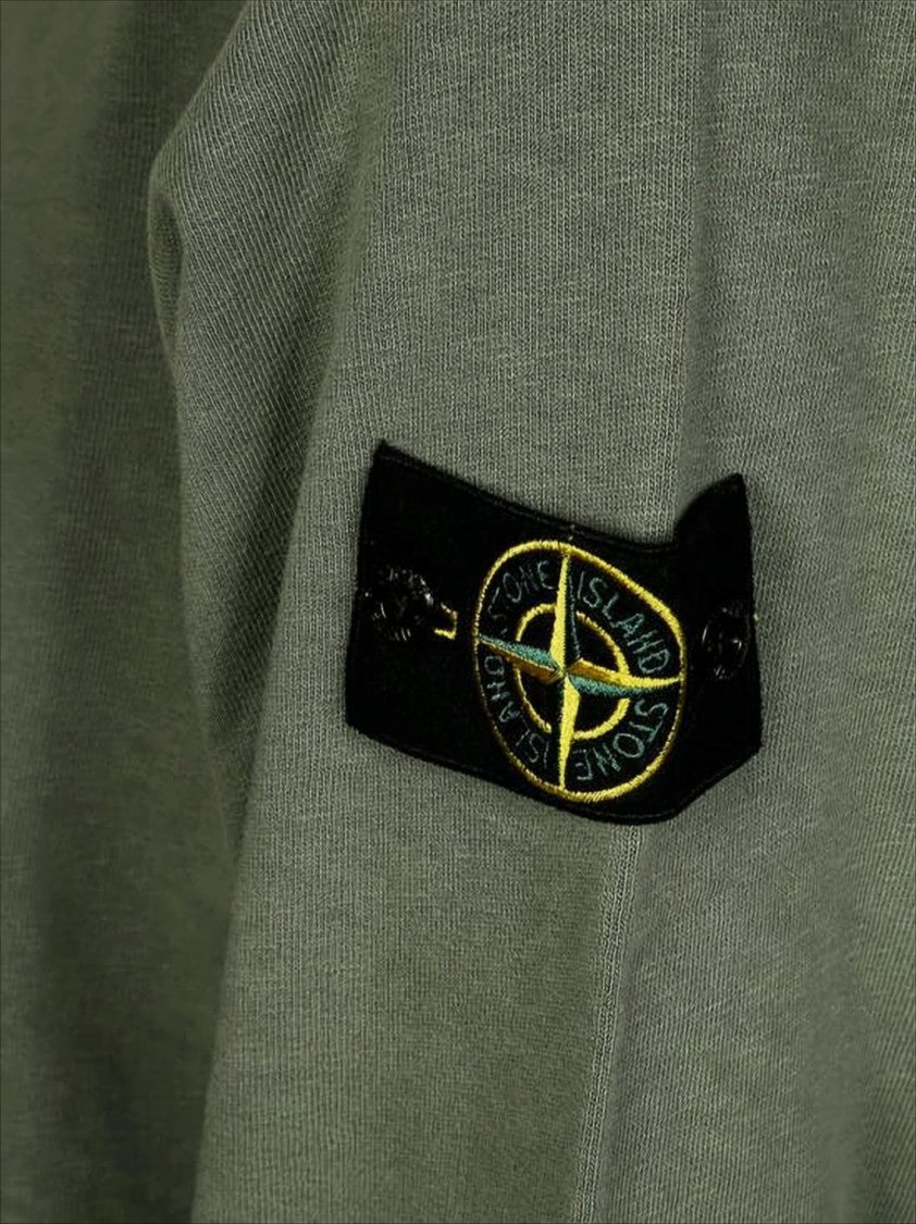 Stone Island Olive Green Long-Sleeve T-Shirt With Compass Logo Detail