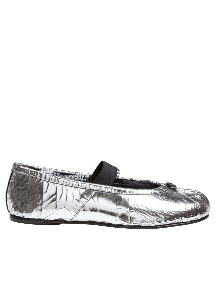 Maison Margiela Silver Broken Leather Tabi Ballerina