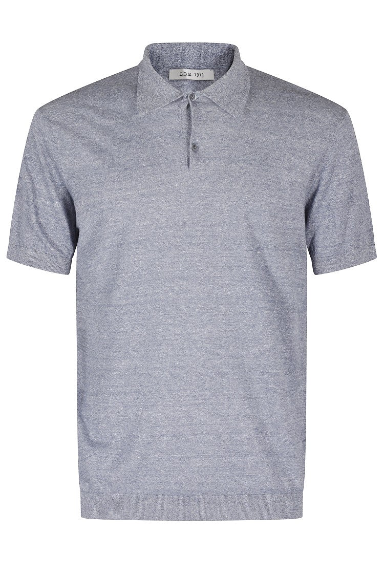 L.B.M. Full Button Linen Blend Polo Shirt