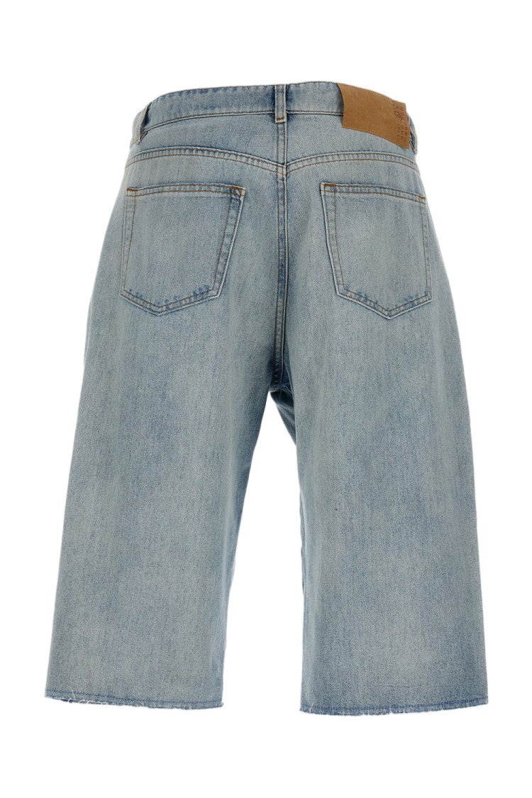 Mm6 By Maison Margiela Worn Effect Denim Bermuda Trousers