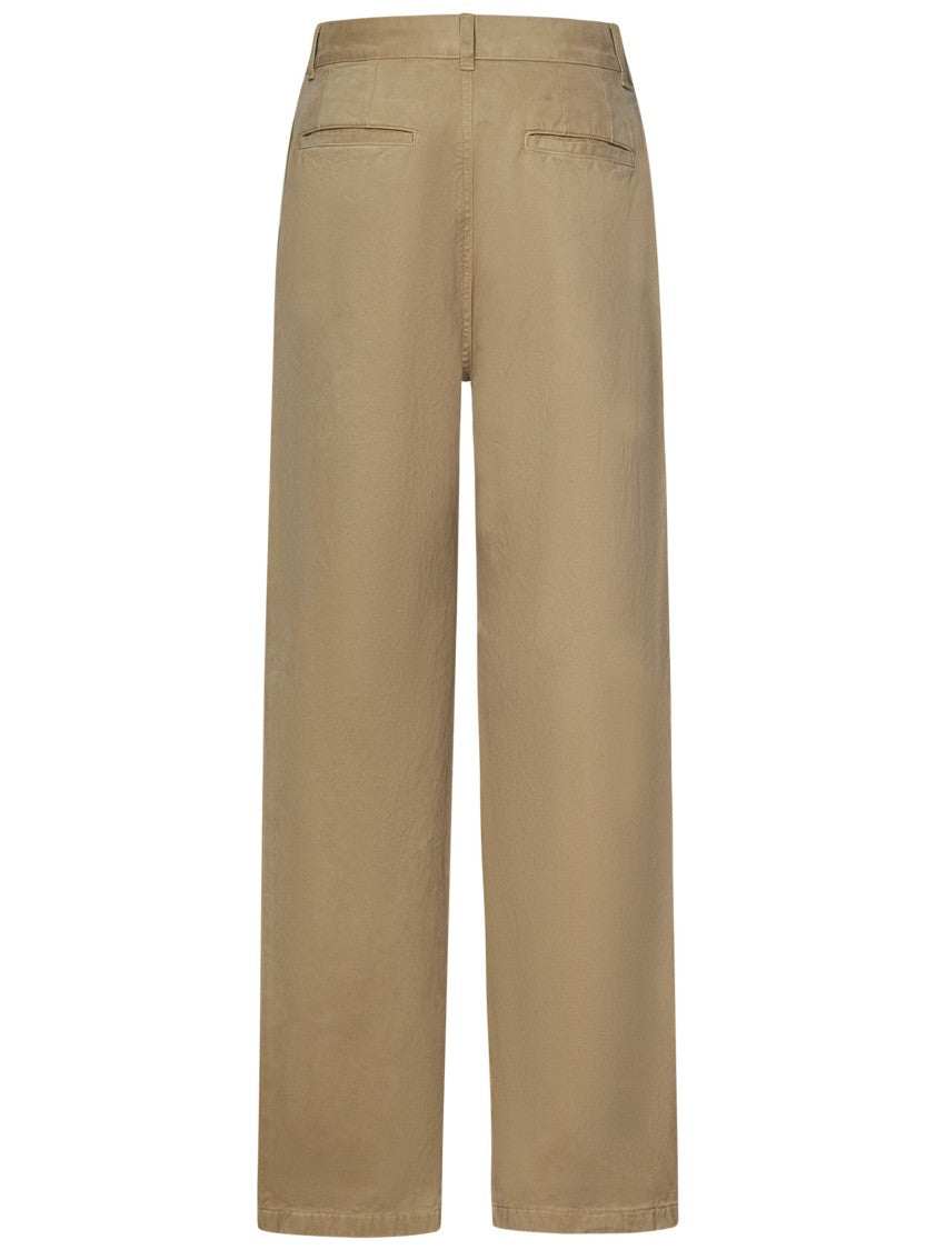 Polo Ralph Lauren Wide-Leg Beige Cotton Twill Trousers