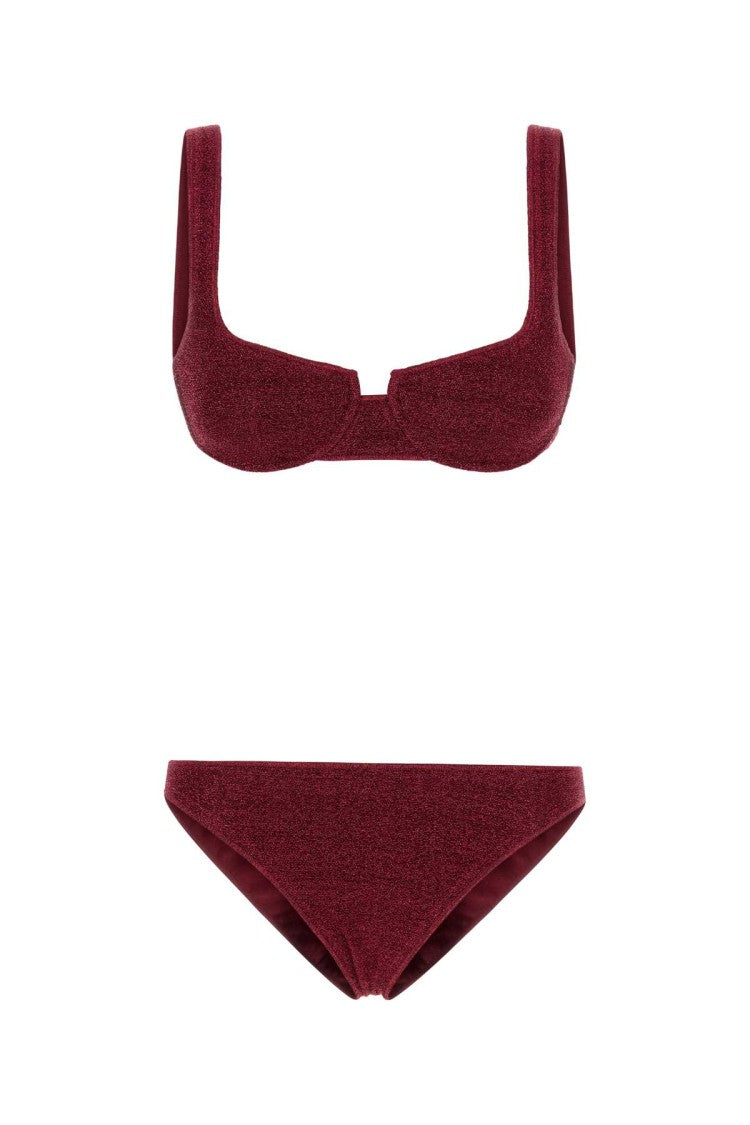 Oséree Burgundy Nylon Blend Bikini