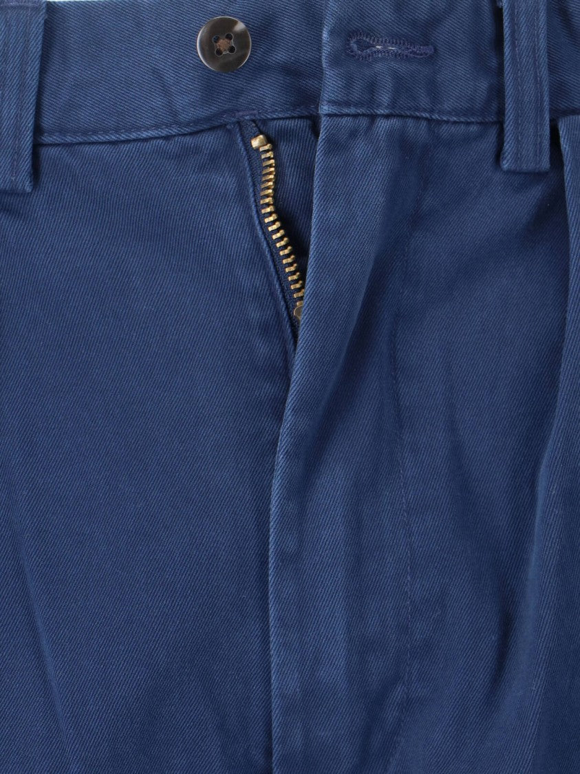 Polo Ralph Lauren Blue Mid-Rise Straight-Leg Cotton Pants