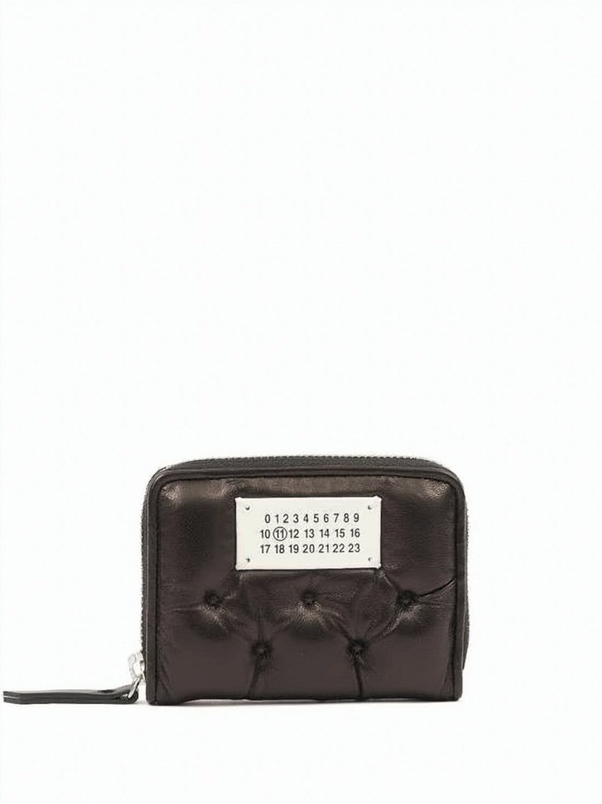Maison Margiela Tufted Lambskin Coin Card Holder With Numeric Embroidery