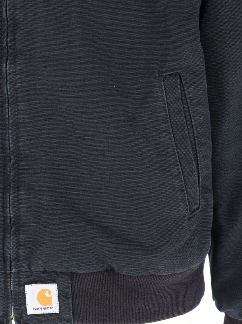 Carhartt Wip Black Og Santa Fe Velvet-Collar Cotton Jacket