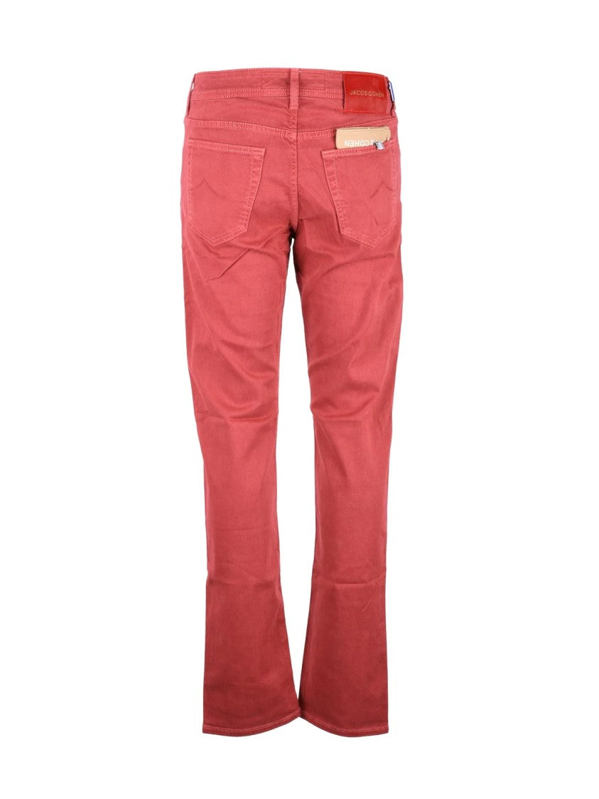 Jacob Cohen Red Slim-Fit Five-Pocket Lyocell-Blend Casual Pants