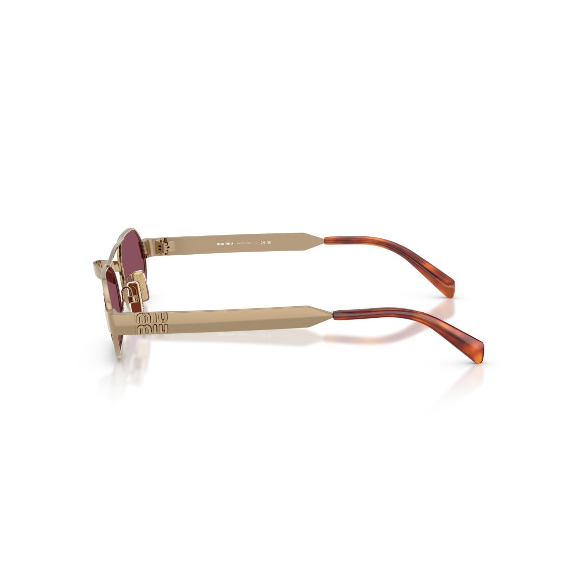Miu Miu Gold-Tone Metal Frame Sunglasses With Oval Lenses