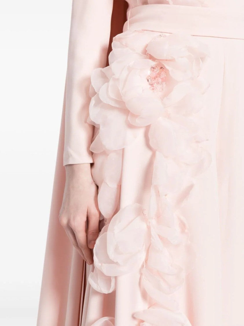 Saiid Kobeisy Crepe Kaftan With Organza Flowers