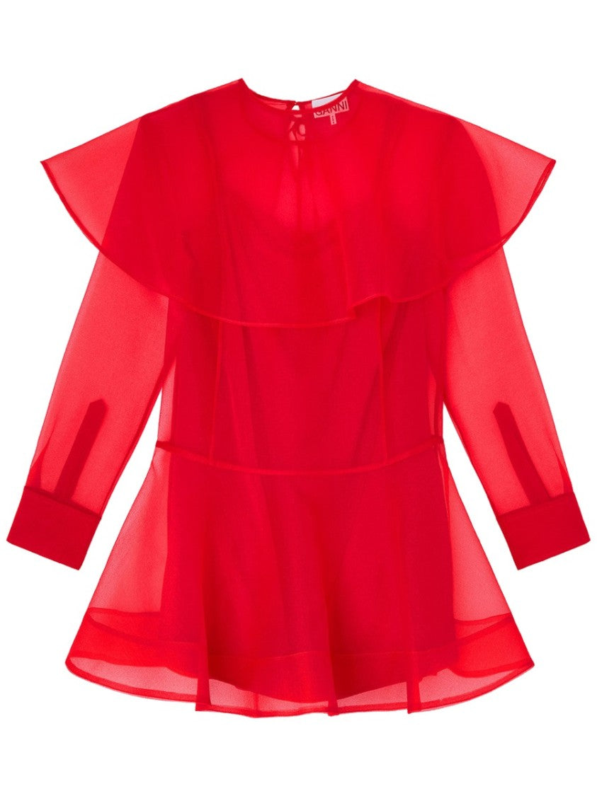Ganni Organza Recycled Polyester Mini Dress