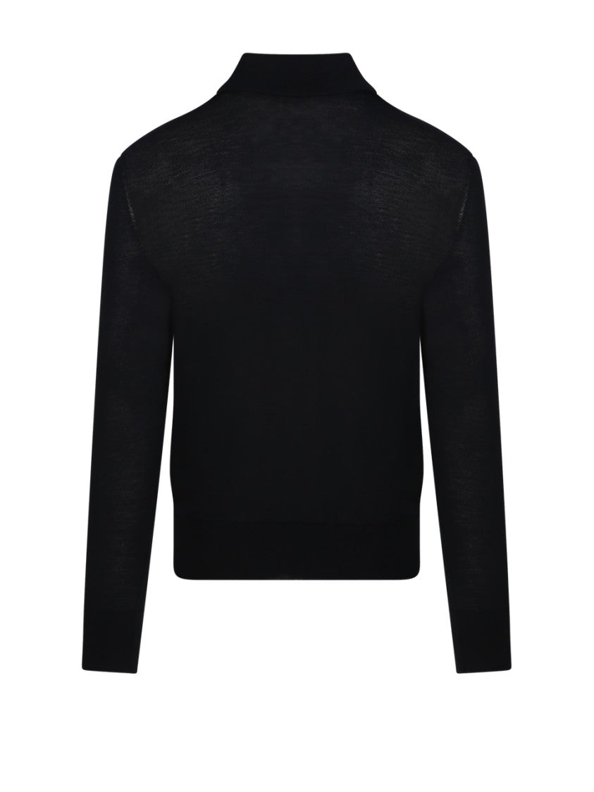 Marco Coppola Black Polo Sweater With Buttoned Placket
