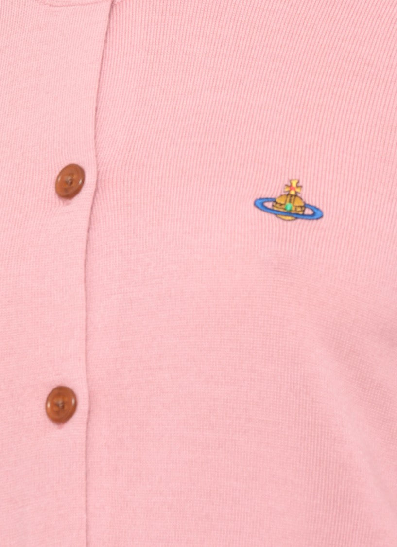 Vivienne Westwood Bea Cardigan With Embroidered Logo And Ribbed Trims
