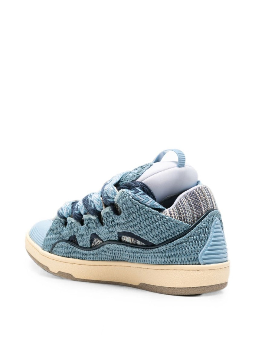 Lanvin Panelled Low-Top Sneakers With Faux Raffia Texture