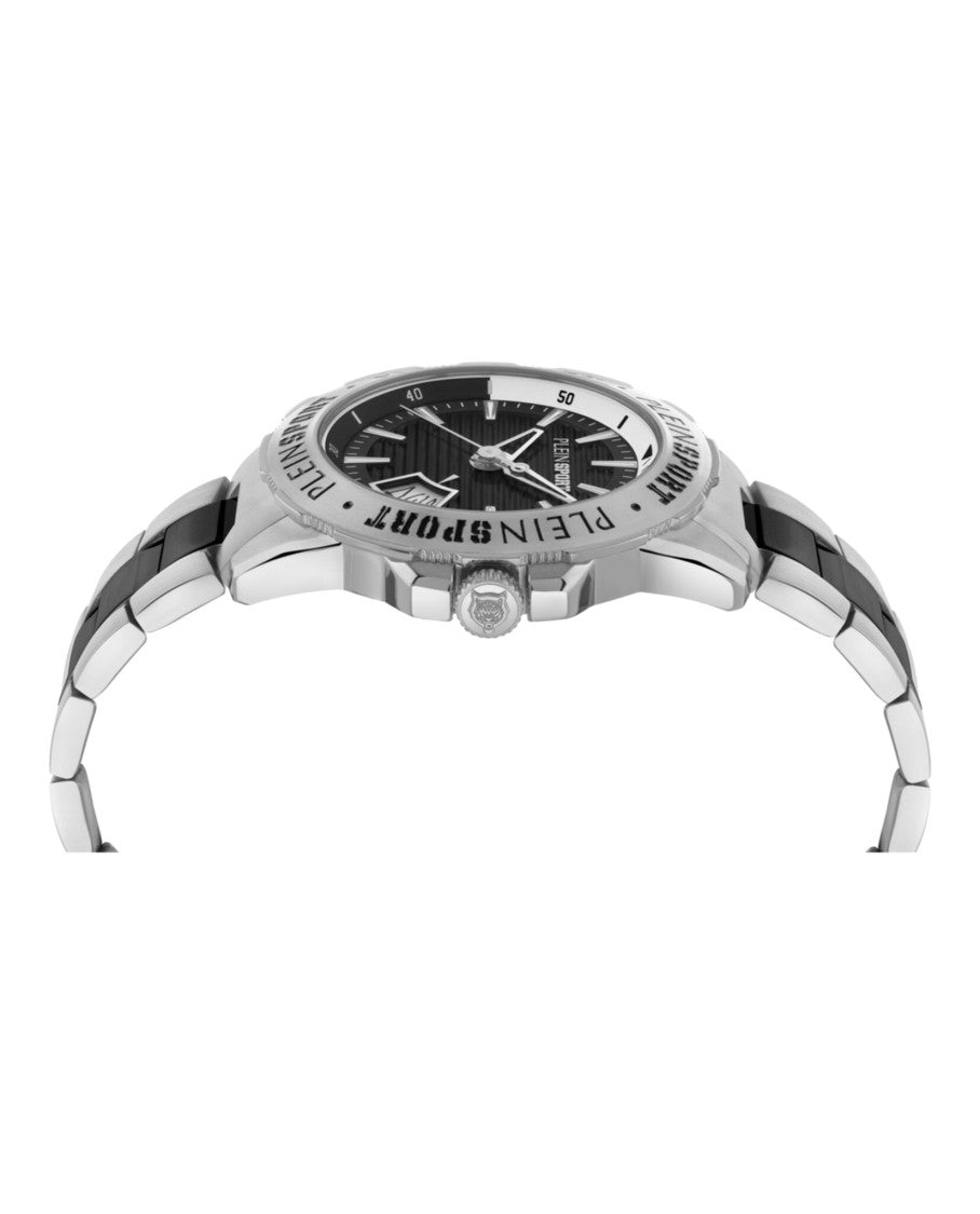 Plein Sport Two-Tone Bracelet Watch With Black Enamel Dial