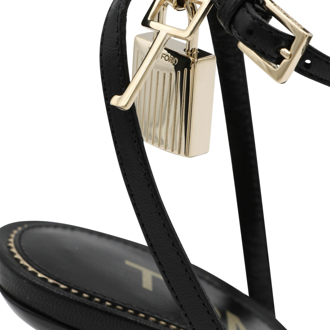 Tom Ford Black Sandals With Metallic Gold Stiletto Heel