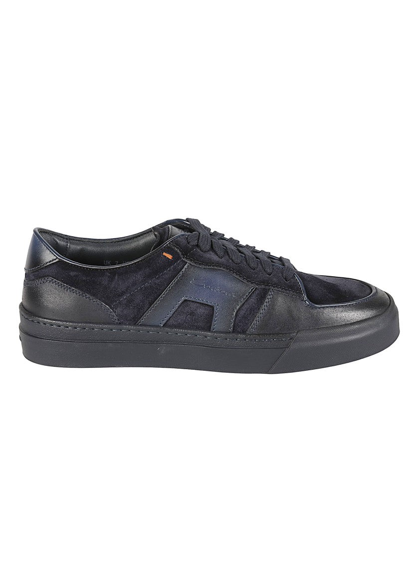 Santoni Dbs Sport Black Low-Top Calfskin Sneakers