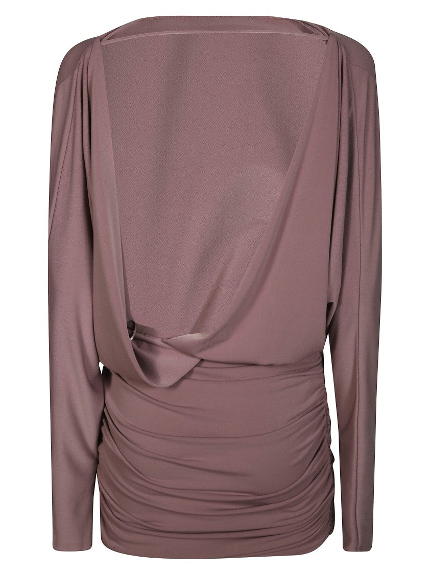 The Andamane Ruched Mini Dress In Smooth Draped Fabric