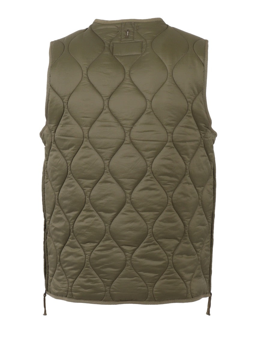 Sebago Quilted Green Sebago Gilet With Front Zipper Closure