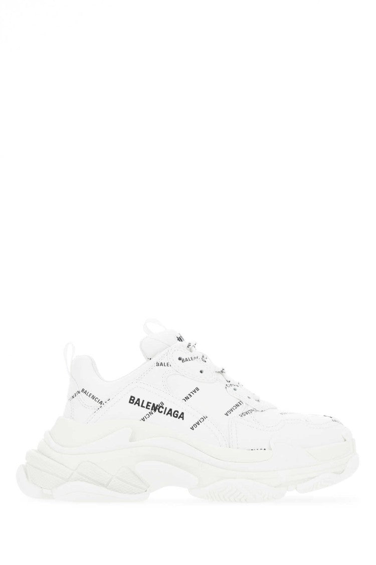 Balenciaga White Synthetic Leather Triple S Sneakers