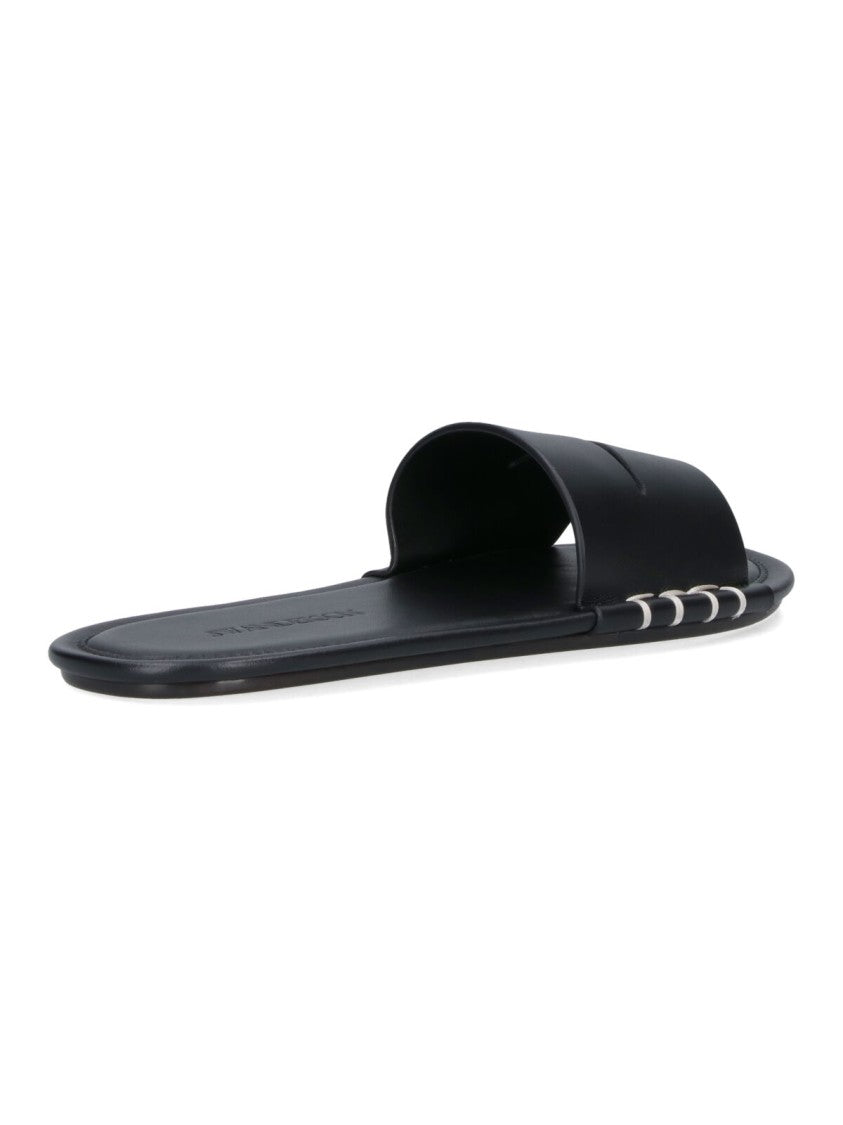 J. W. Anderson Open-Toe Calf Leather Slides With Contrast Stitching