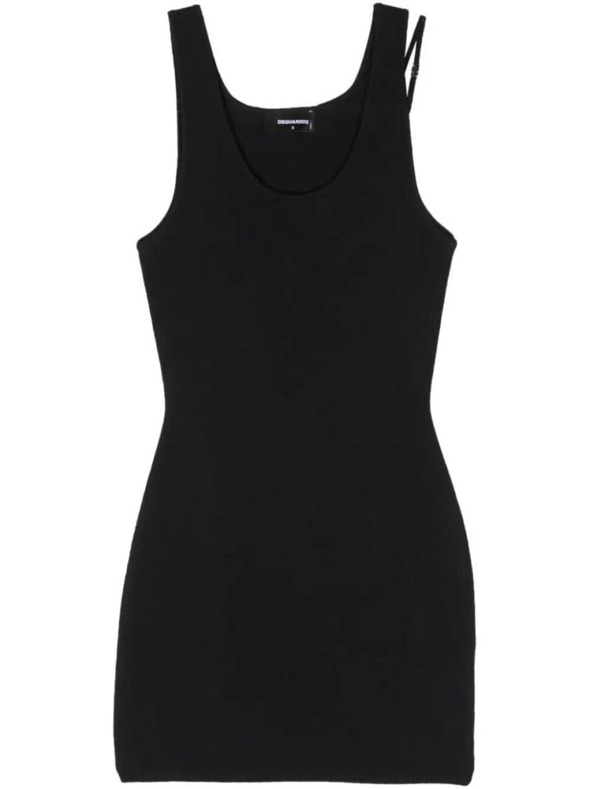 Dsquared2 Pixeled Icon Black Viscose Double-Strap Top