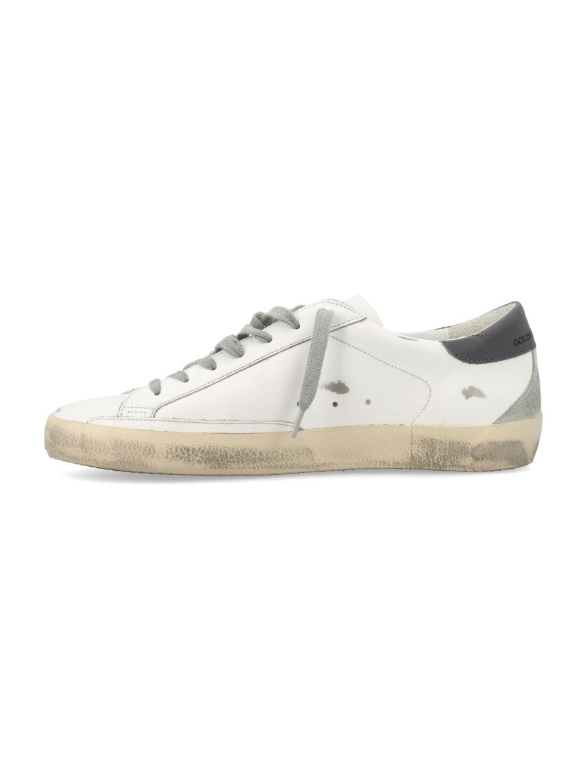 Golden Goose Vintage-Inspired White Leather Sneakers With Grey Suede Star