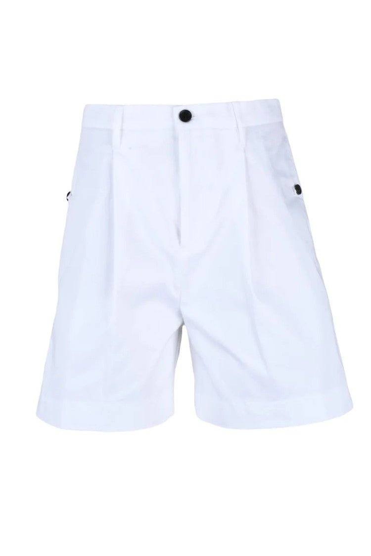 Department 5 White High-Waisted Stretch Cotton Bermuda Shorts