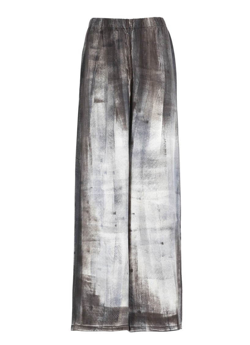 Avant Toi Wide-Leg Silk Pants With Abstract Pattern