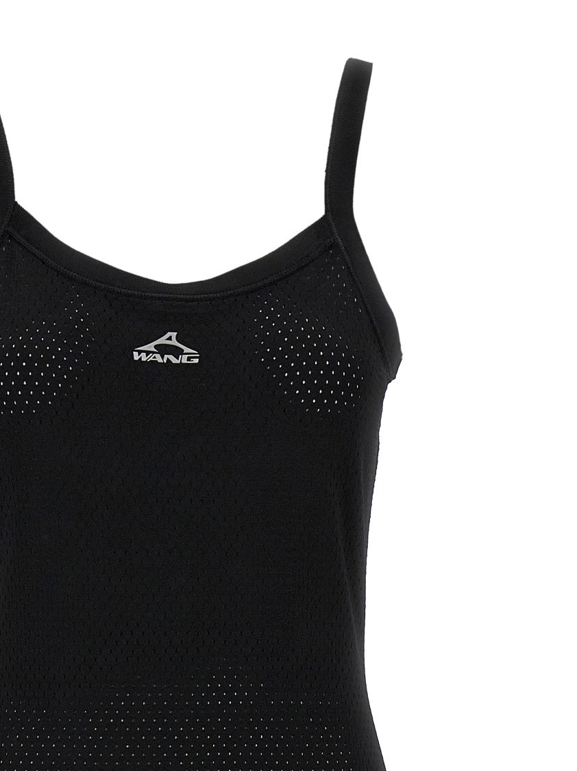 T By Alexander Wang Openwork Mesh Midi Dress With Fitted Silhouette