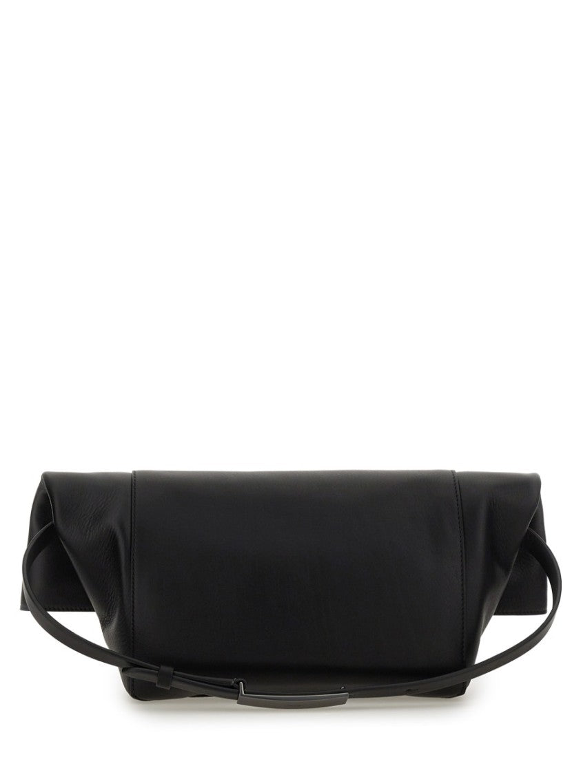 Max Mara Medium Brown Calf Leather Clutch With Flap Closure