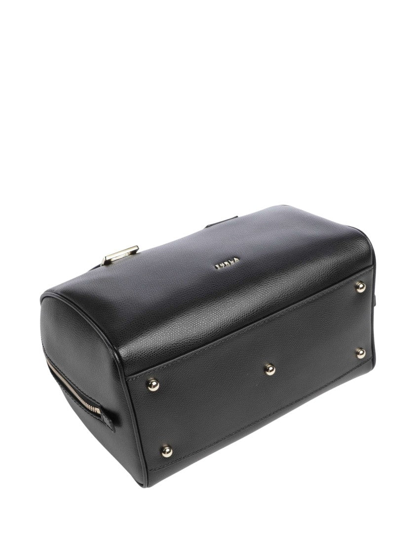 Furla Rectangular Black Shoulder Bag With Gold-Colored Fittings
