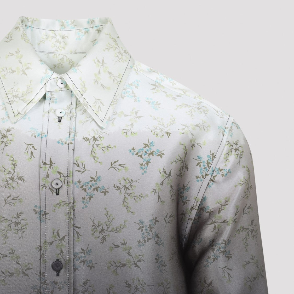Jil Sander Gradient Floral Print Silk Shirt