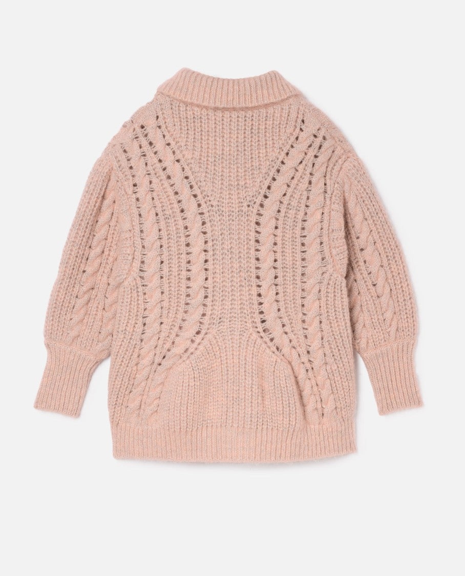 Simone Rocha Sculpted Collared Chunky Knit Cardigan W/ Emb