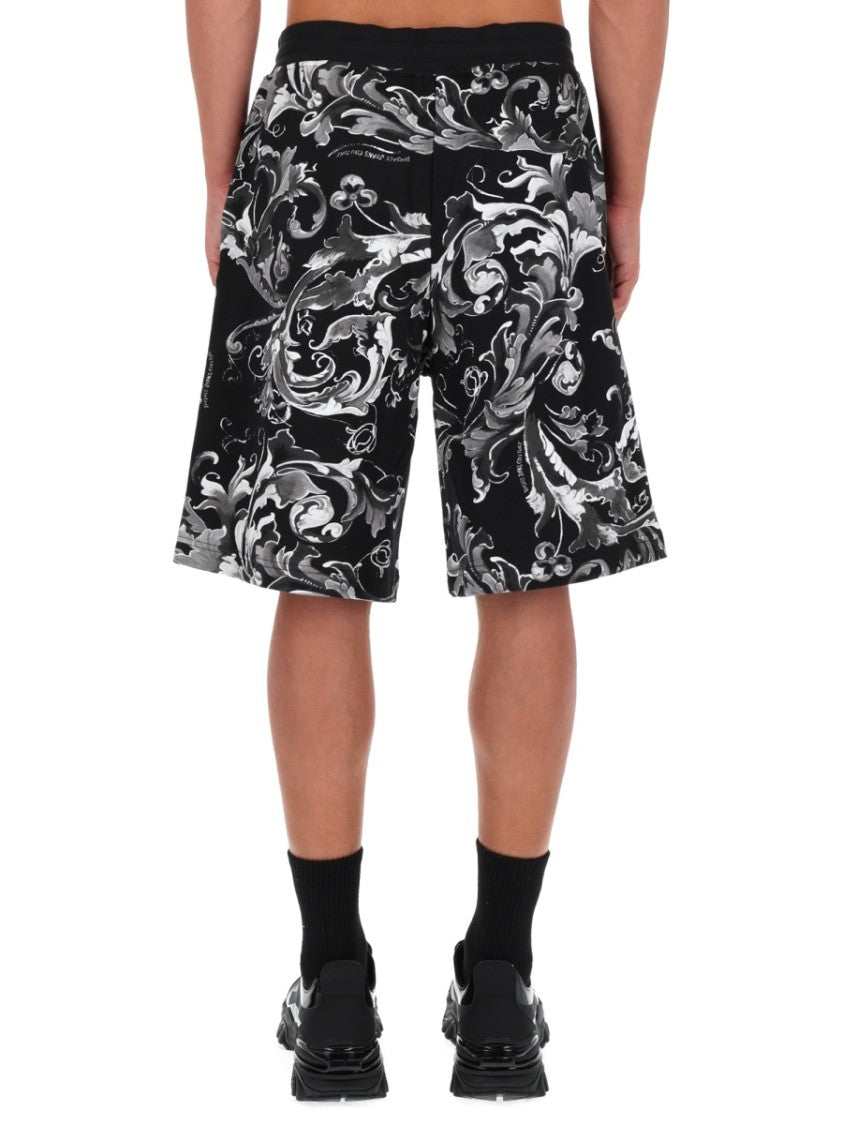 Versace Jeans Couture Baroque Patterned Cotton Shorts