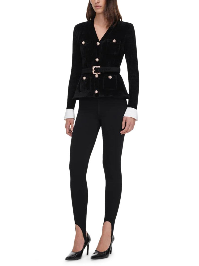 Self-Portrait Black Chenille Trimmed Knit Top