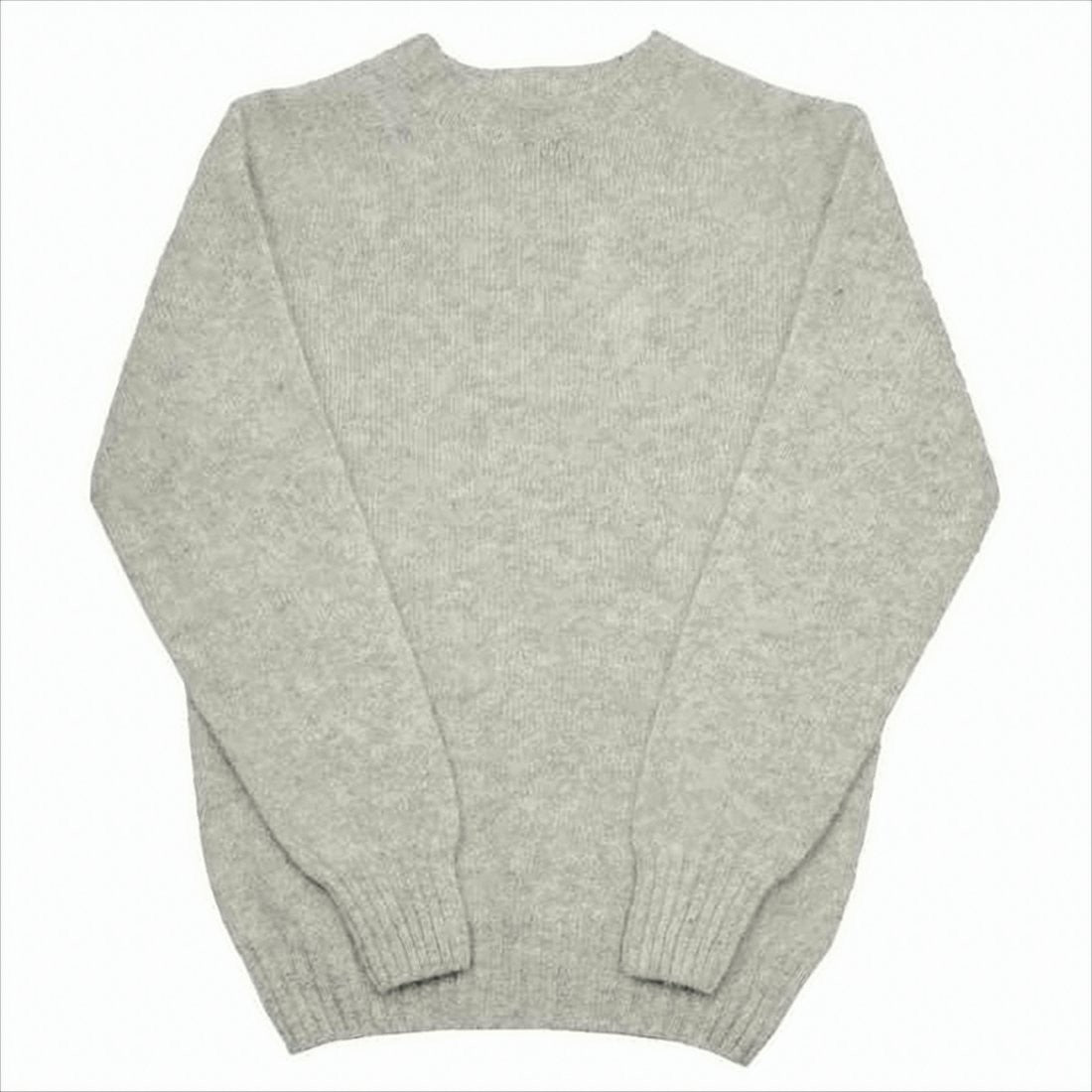 Howlin Light Grey Wool Sweater With Classic Crew Neckline And Ribbed Finish