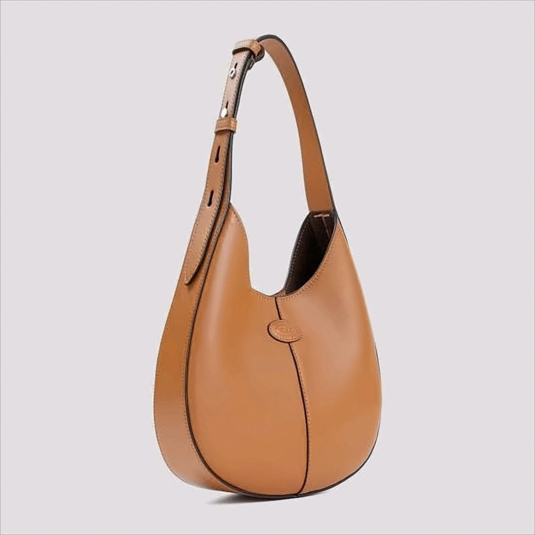 Tod's Rounded Brown Calf Leather Shoulder Bag